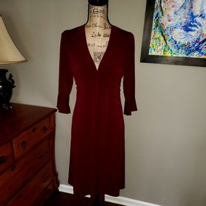 Slimming violet plunging neckline dress